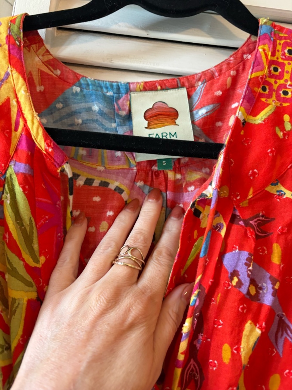 FARM Rio Red Multi-Color Tropical Print Dress - Picture 3 of 3